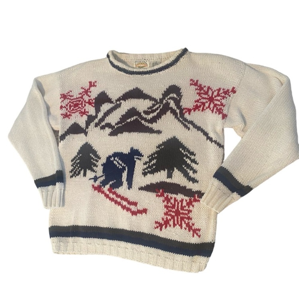 Vintage 80’s Ski Scene Sweater Kids size 14 EUC